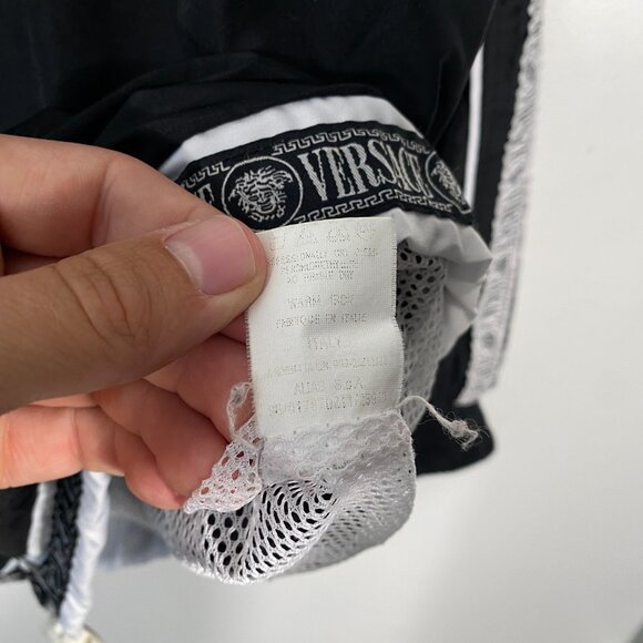 Vintage 90s Gianni Versace Medusa Head Taped Nylon Track Jacket Black mens XL - Picture 8 of 10